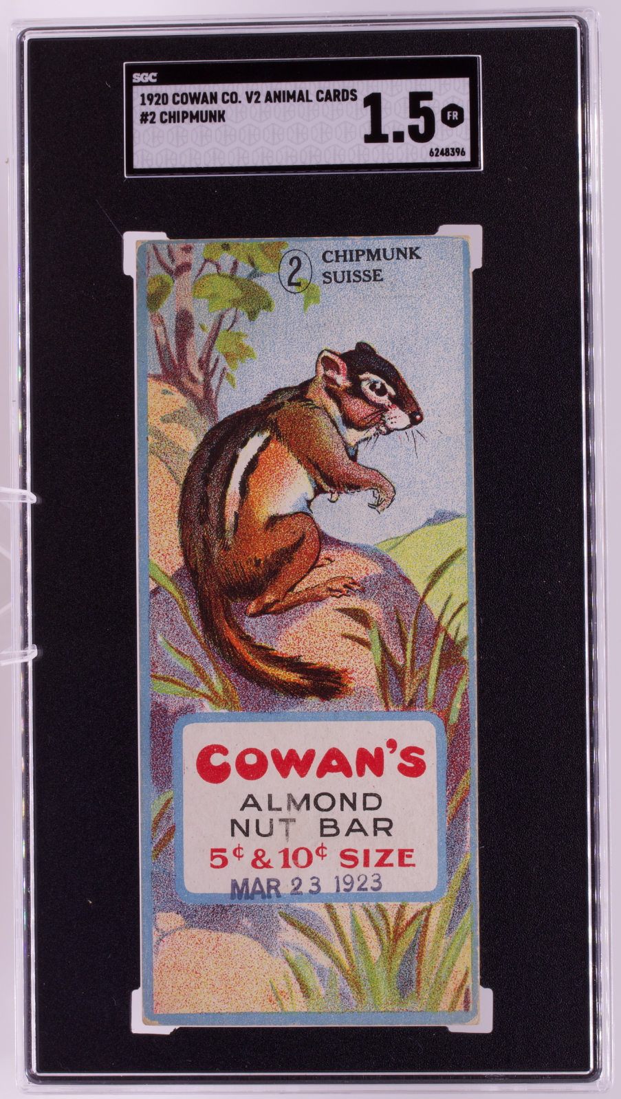 1920 Cowan Co V2 Animal Cards #2 Chipmunk SGC 1.5 FR Canadian Chocolate
