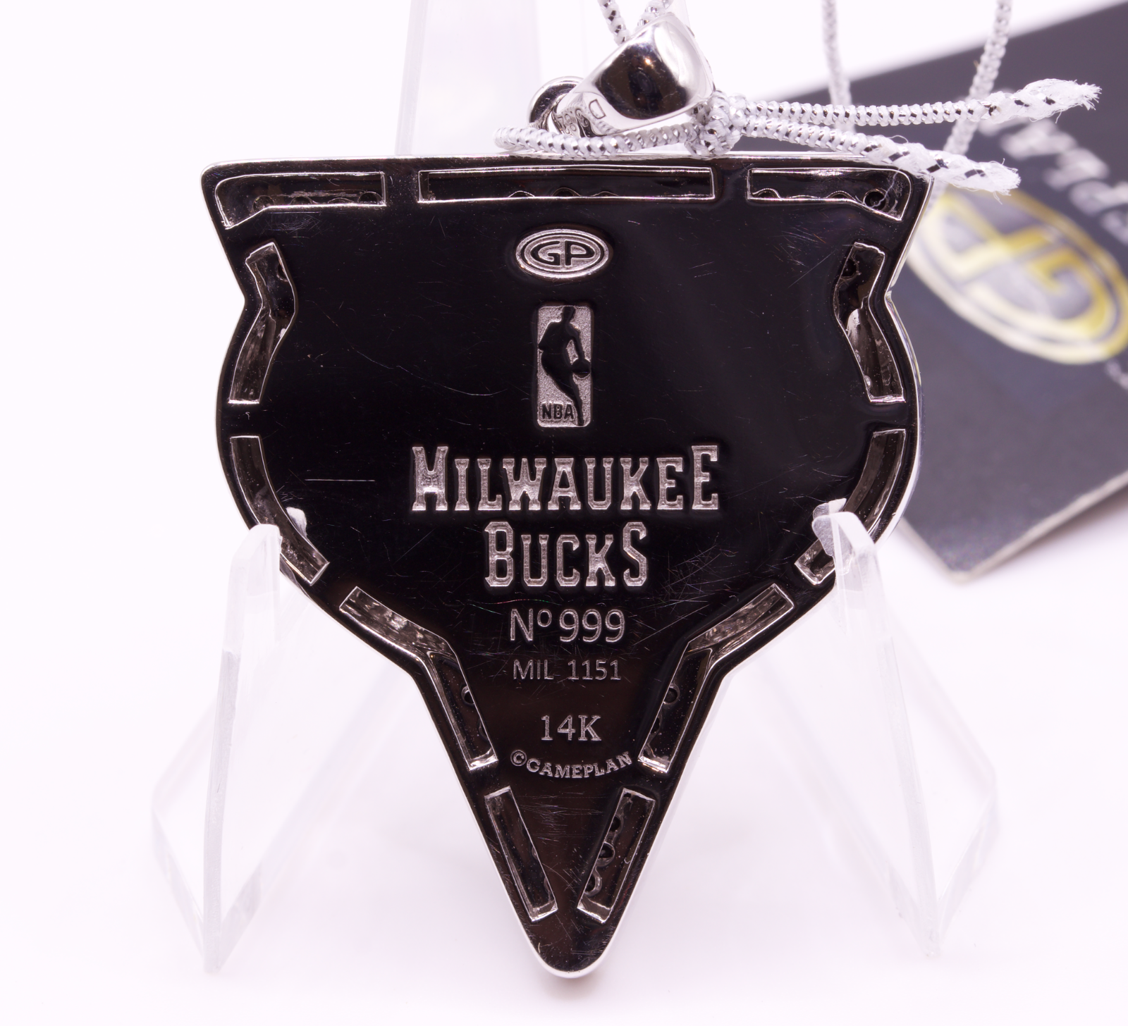 Milwaukee Bucks Gameplan NBA Pendant 14K White Gold 3.82ctw Diamonds