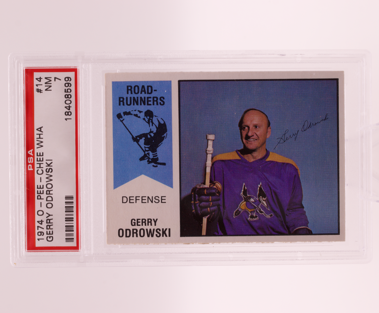 1974 O-Pee-Chee WHA #14 Gerry Odrowski PSA 7 NM Phoenix Roadrunners