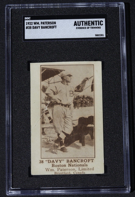 1922 Wm. Paterson Baseball #38 Davy Bancroft HOF NY Boston Nationals  Shortstop