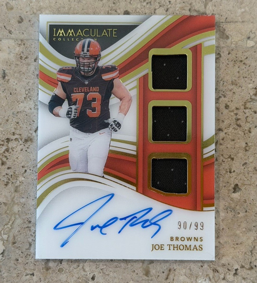 2023 Panini Immaculate Joe Thomas Browns Triple Jersey Auto /99 HOF PC-JTH