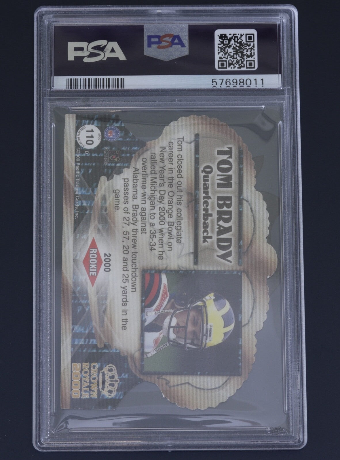 2000 Pacific Crown Royale Tom Brady Rookie #110 PSA 8 NM‑MT Patriots