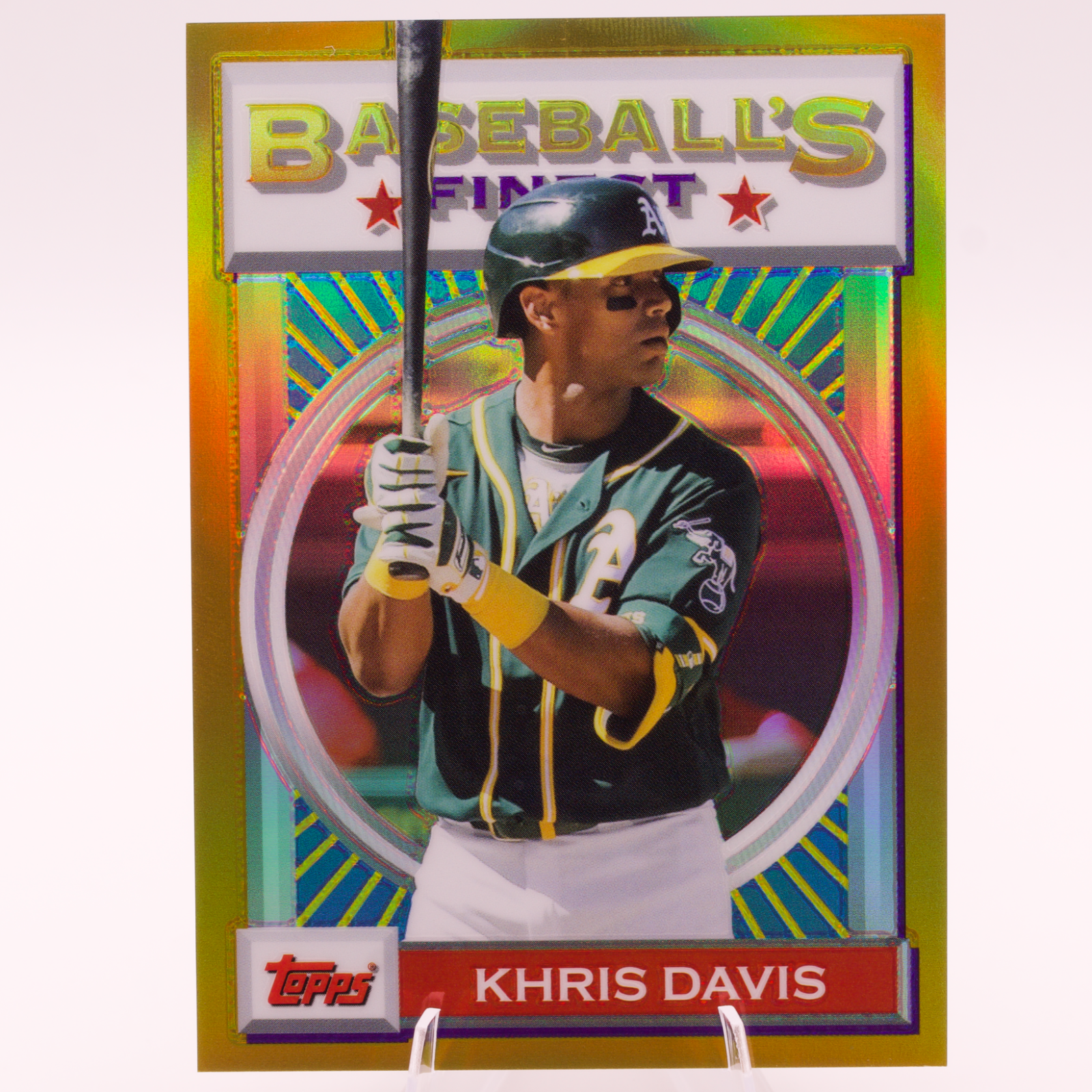 2020 Topps Finest Flashbacks Khris Davis #177 Gold Refractor /50 Oakland A's