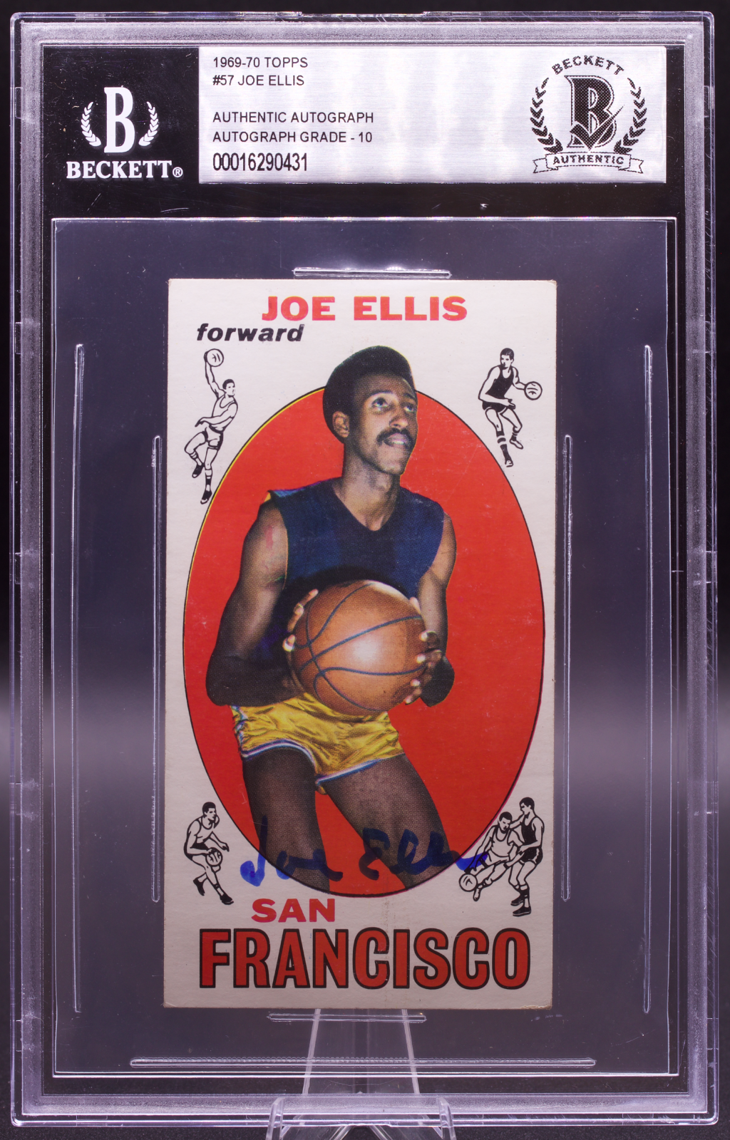 1969 Topps Joe Ellis #57 Beckett Authentic Auto 10 SF Warriors Tallboy RC