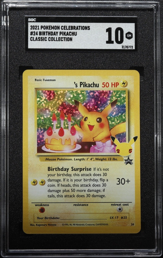 2021 Pokemon Pikachu Classic Collection Holo Celebrations Birthday GEM MT 10 24
