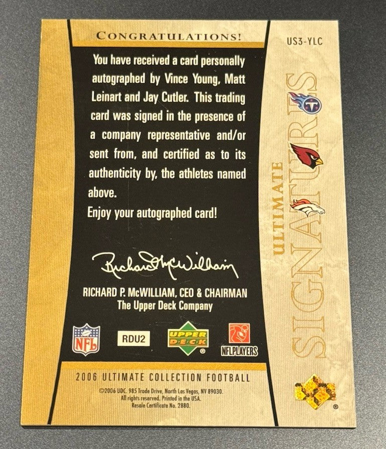 2006 Ultimate Signatures Triple Auto /20 • Cutler Leinart Vince Young • Rare SP 