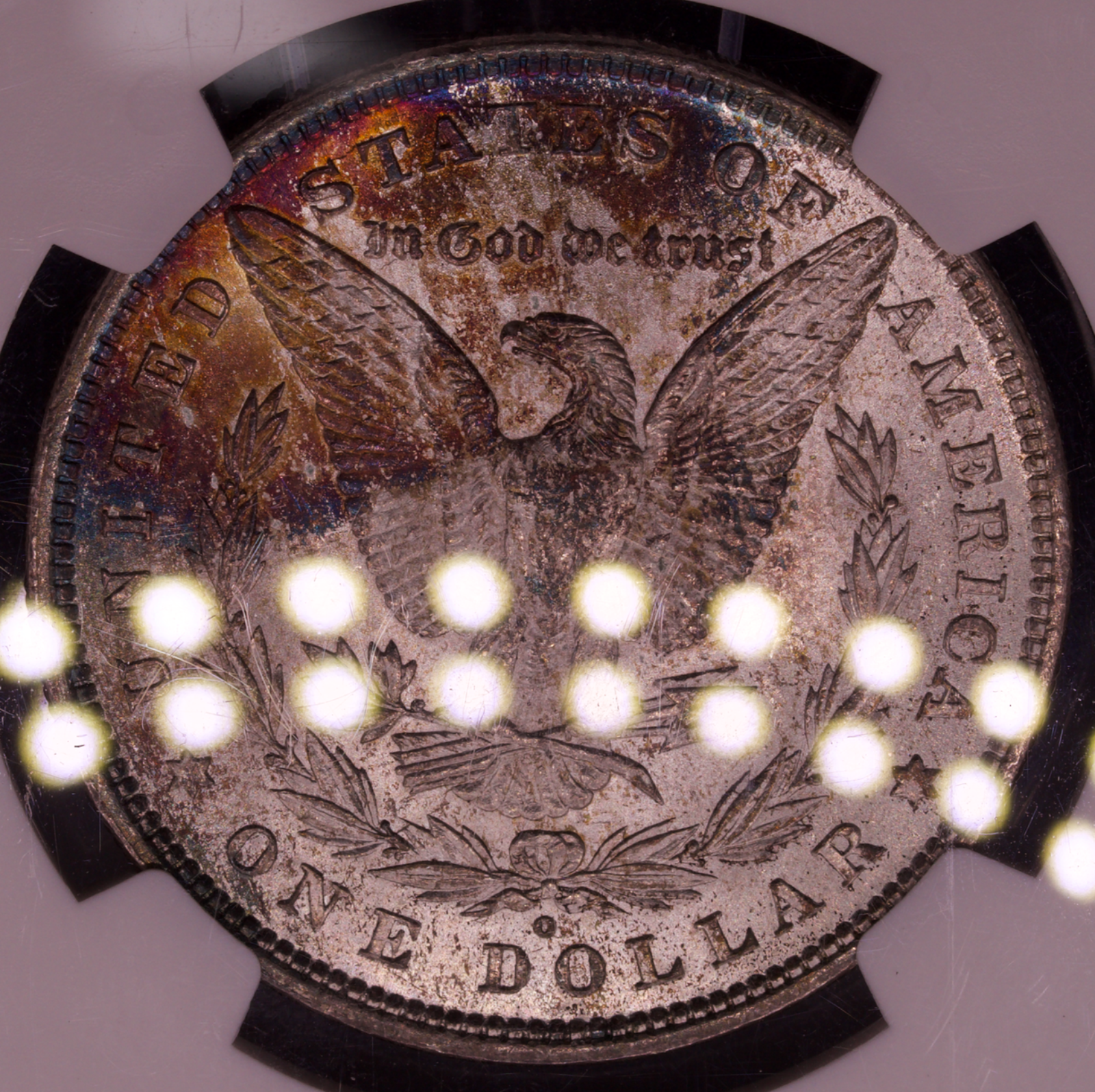 1880-O Morgan Silver Dollar NGC MS61 Orange Blue Toned New Orleans Mint $1 Coin