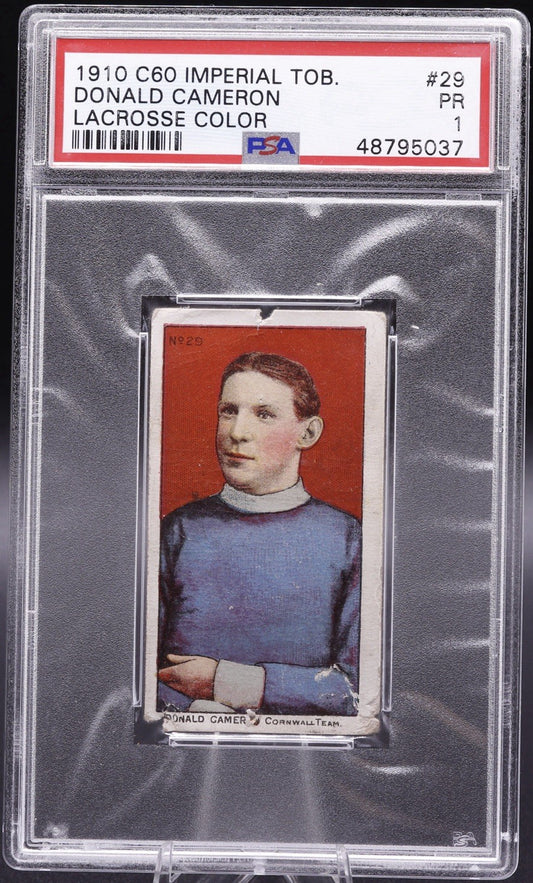 1910 C60 Imperial Tobacco Donald Cameron Lacrosse PSA 1 RARE Vintage Card