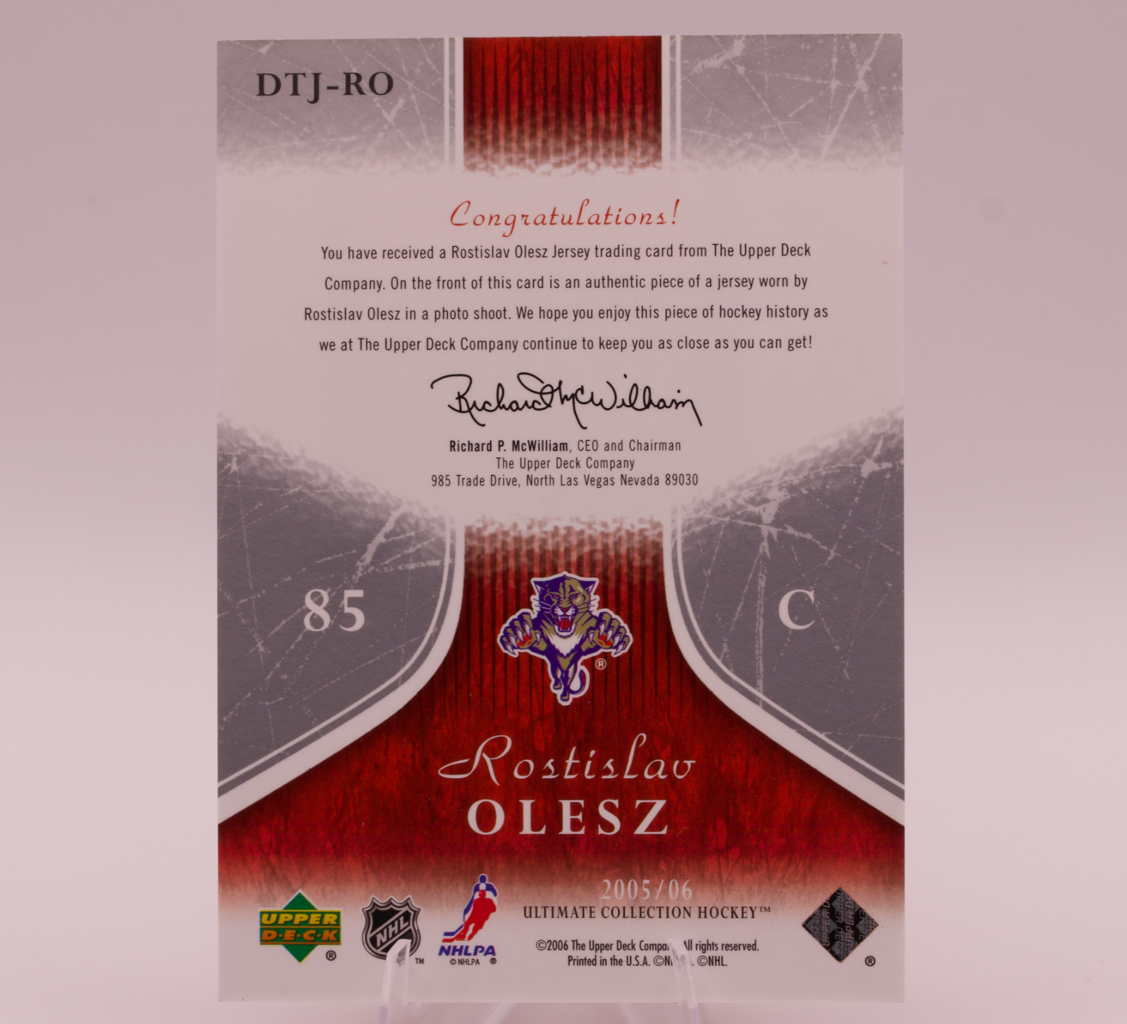 2005-06 Upper Deck Ultimate Collection Rostislav Olesz Debut Threads Jersey /250