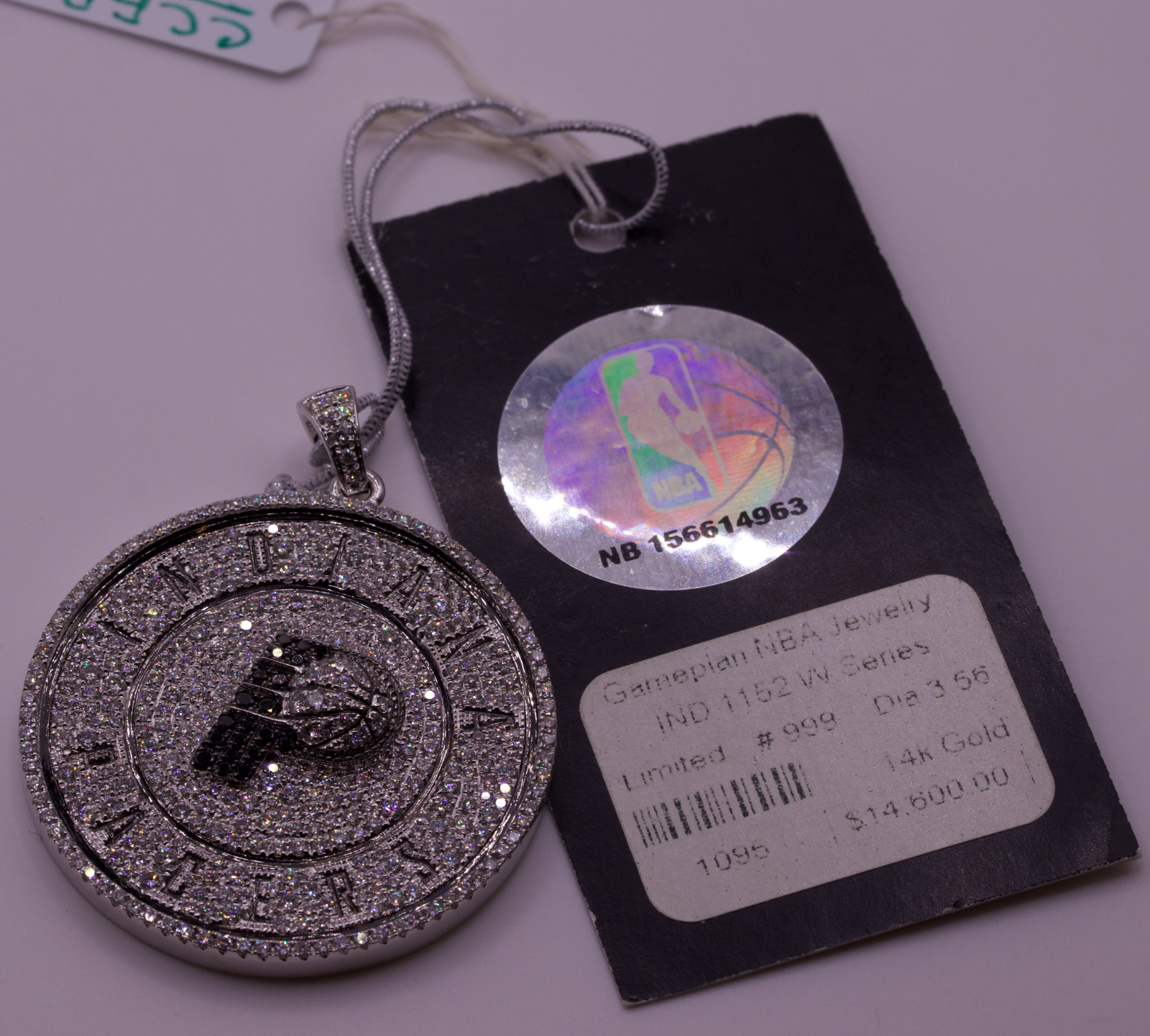 Indiana Pacers NBA Gameplan 14K White Gold Diamond Pendant 3.56ctw