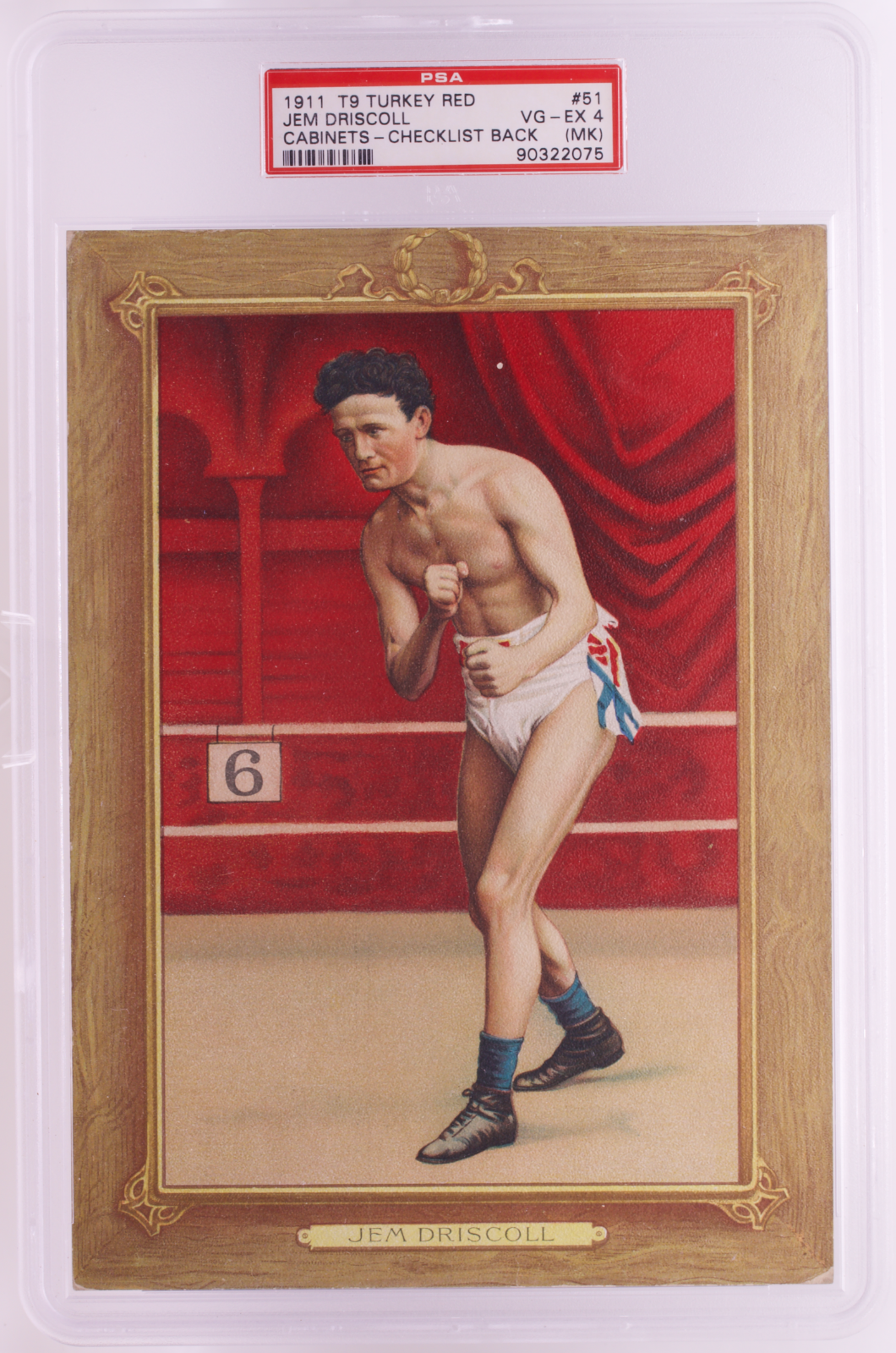 1911 T9 Turkey Red Jem Driscoll PSA 4 (MK) Boxing Cabinet Checklist Back #51