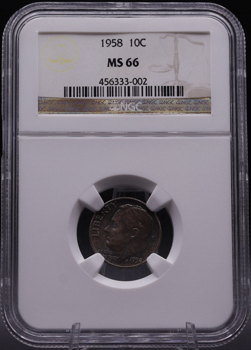 1958 Roosevelt Dime MS66 NGC • Brilliant Uncirculated • Toner