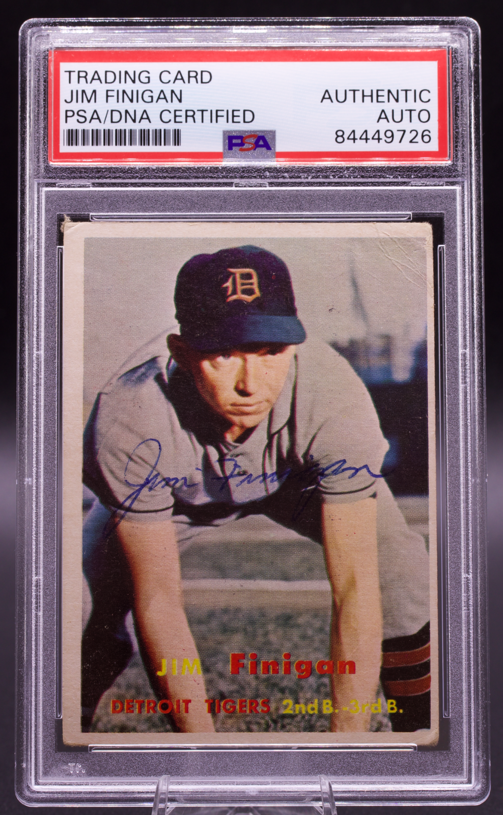 1957 Topps Jim Finigan #248 PSA Authentic Auto Signed Detroit Tigers Vintage