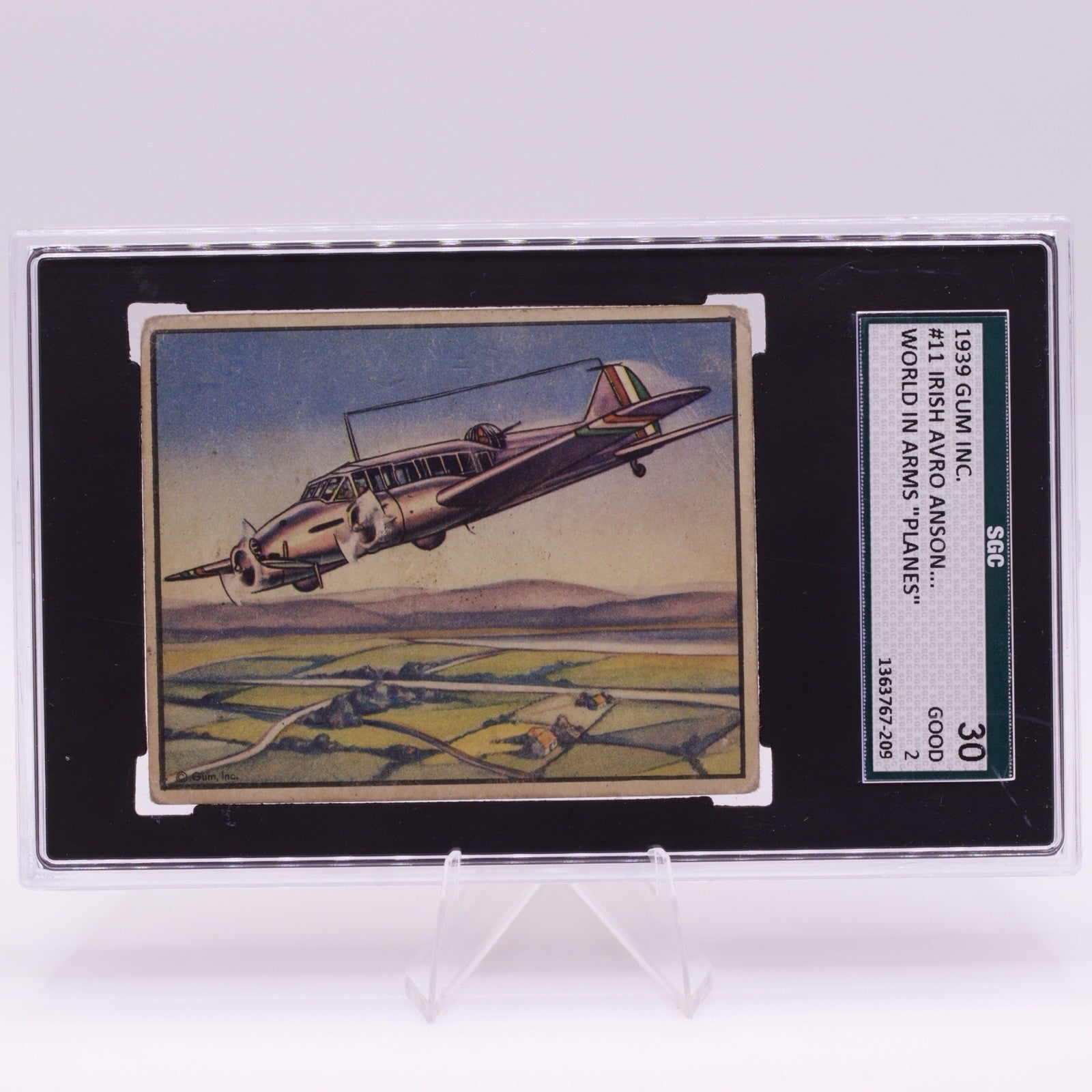 1939 Gum Inc World in Arms #11 Irish Avro Anson SGC 2 GOOD WWII Plane Card