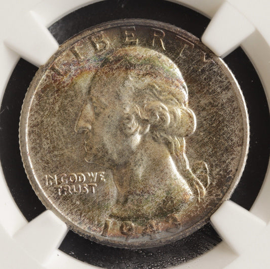 1943-S Washington Quarter NGC MS67 • WWII Silver Era Deep Red Rainbow Patina