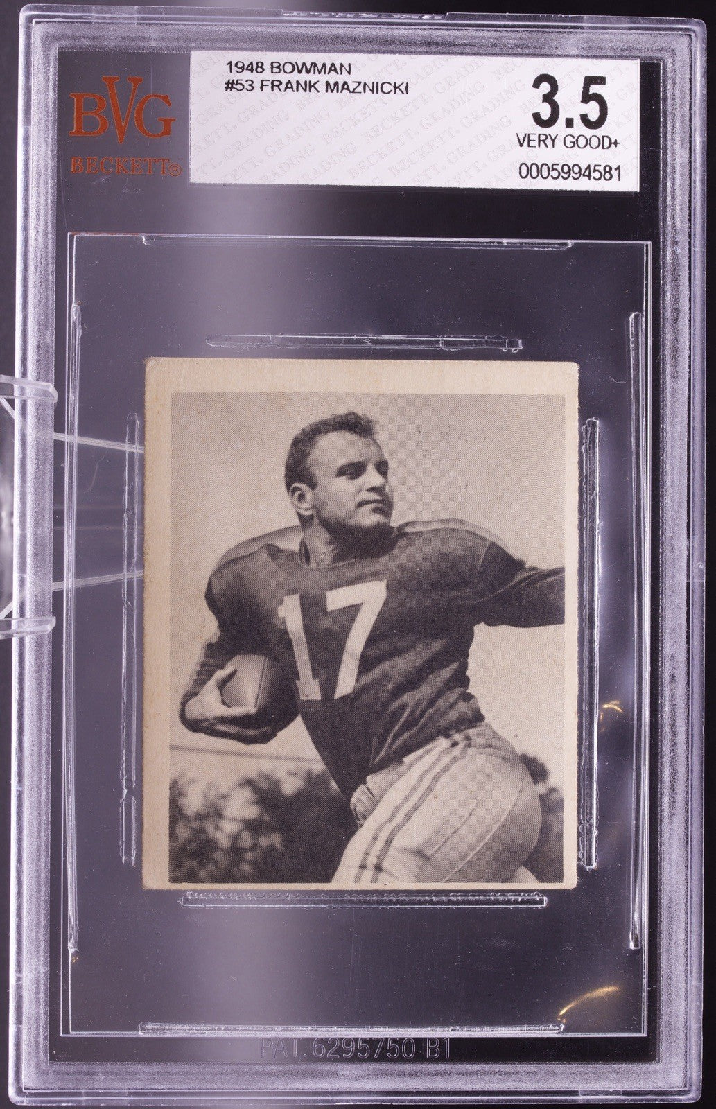 1948 Bowman #53 Monk Maznicki RC BVG 3.5 Boston College Chicago Bears WWII Navy
