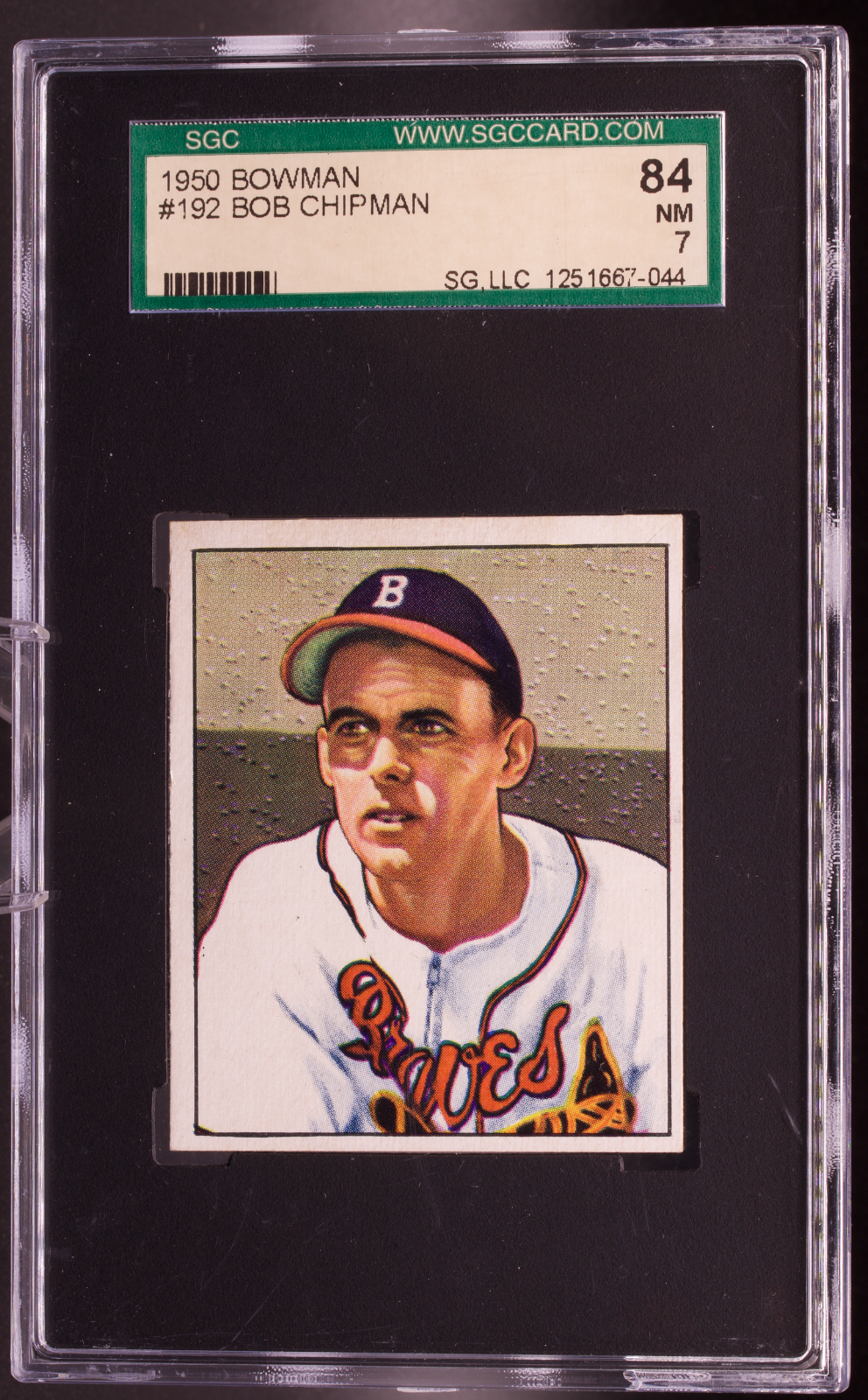 1950 Bowman Baseball #192 Bob Chipman Boston Braves SGC 84 NM 7 Vintage Card