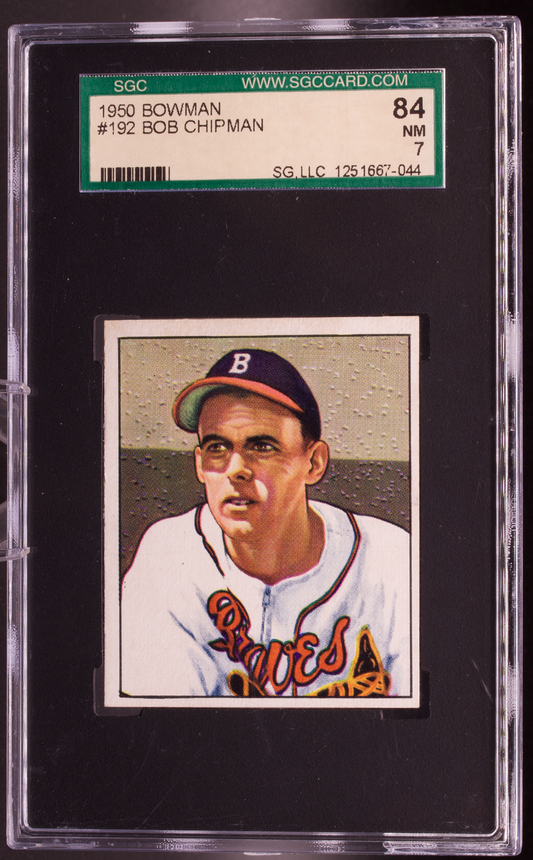 1950 Bowman Baseball #192 Bob Chipman Boston Braves SGC 84 NM 7 Vintage Card