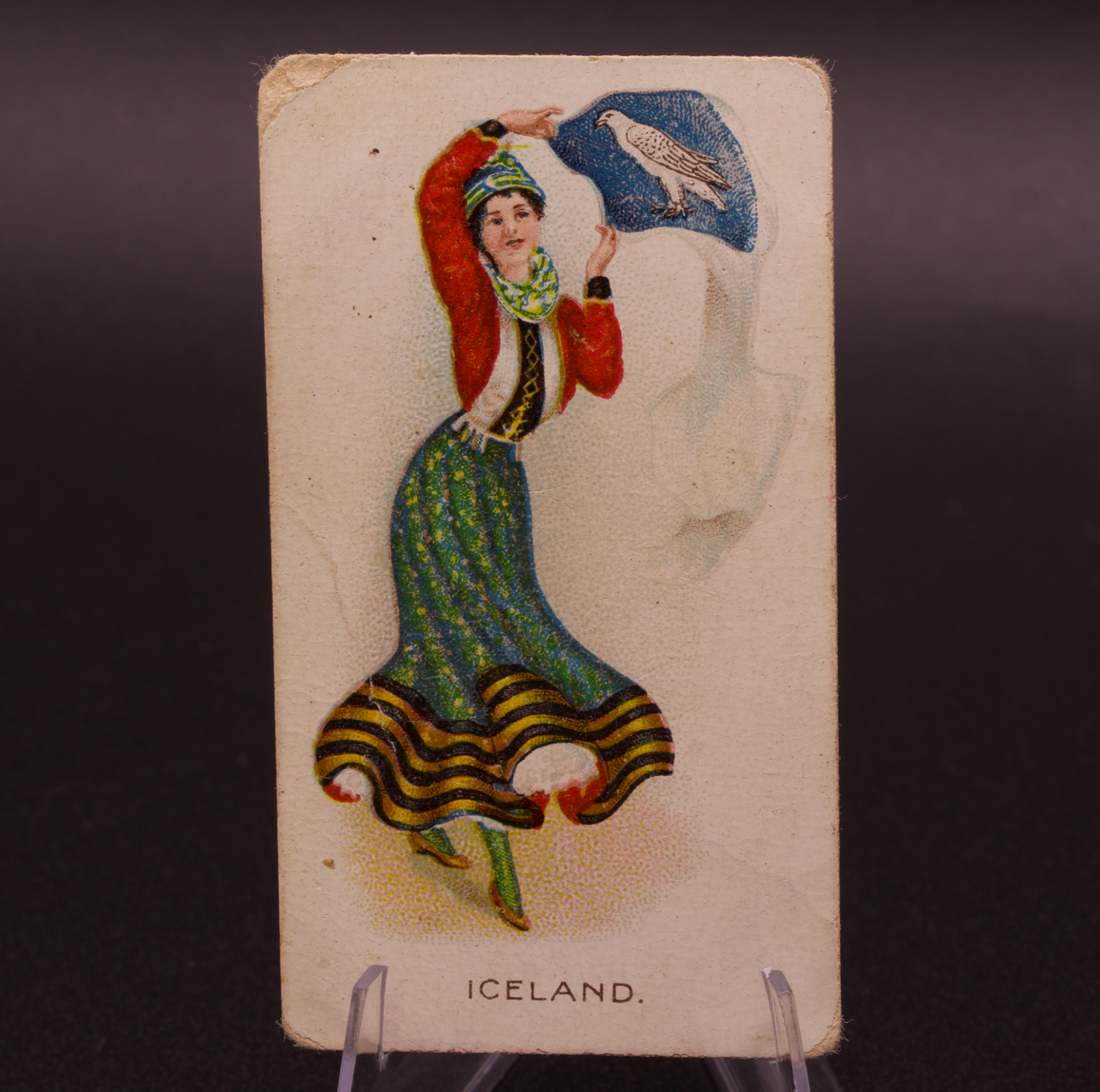 1908 Wills Flag Girls of All Nations Iceland No. 11 Capstan Navy Cut Cigarette
