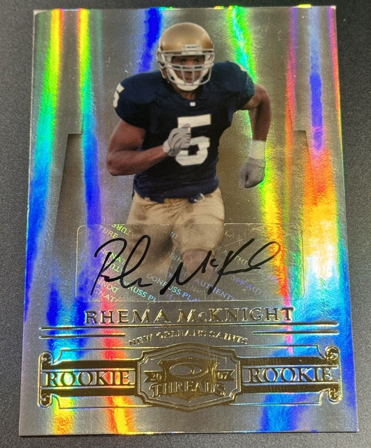 2007 Donruss Threads RHEMA McKNIGHT Rookie Auto /999 • Notre Dame WR • Saints