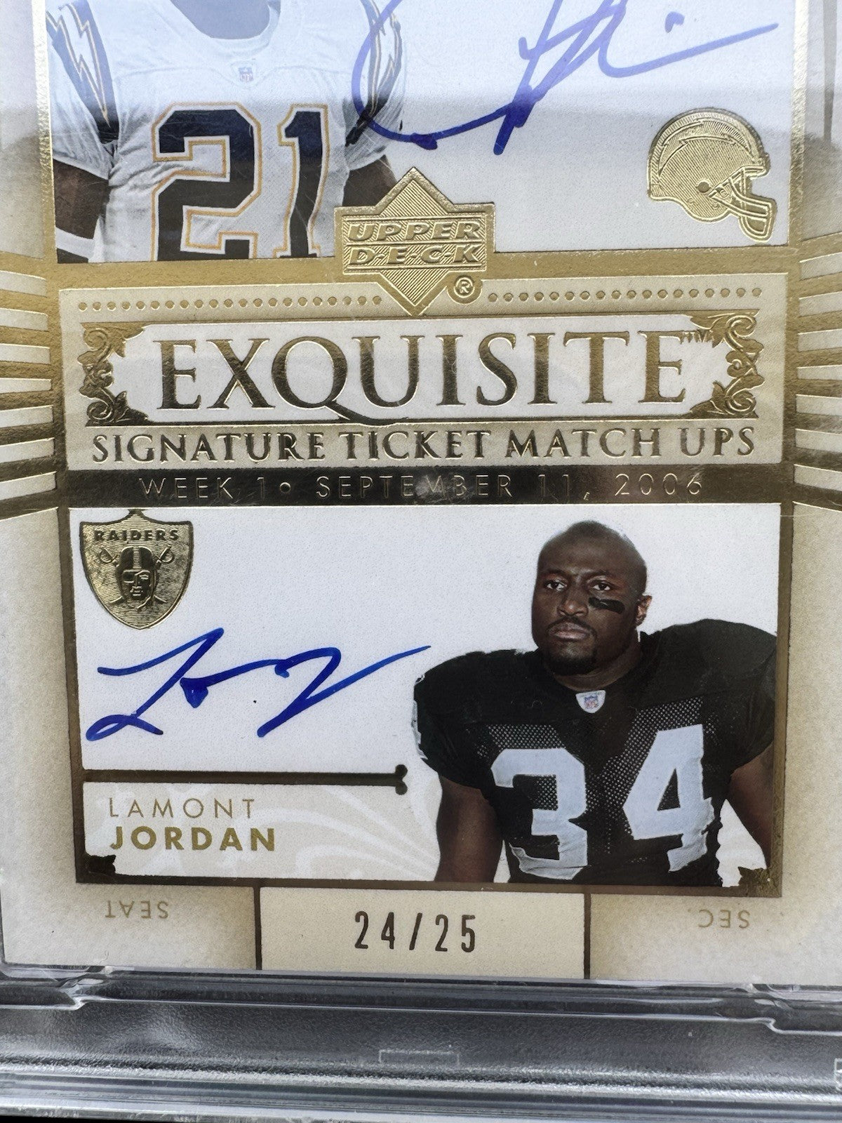 2006 UD Exquisite Ticket Matchup PSA 7 • Tomlinson & Jordan Auto /25 • Dual AFC