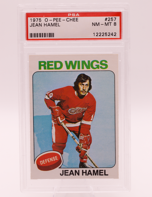1975 O-Pee-Chee #257 Jean Hamel PSA 8 NM-MT Detroit Red Wings Defense Hockey