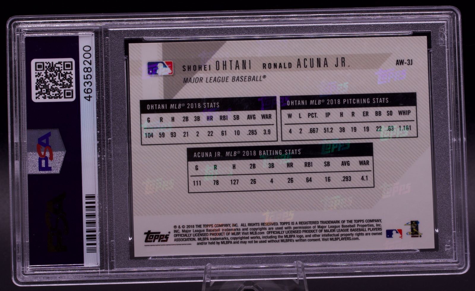 2018 Topps Now Shohei Ohtani Ronald Acuna Jr Rookie RC AW-3J PSA 10 GEM MINT