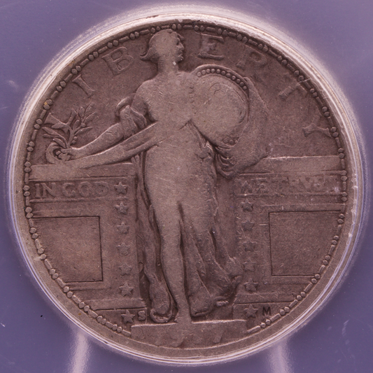 1917-S Standing Liberty Quarter Type 1 ICG F15 25C San Francisco Silver Coin