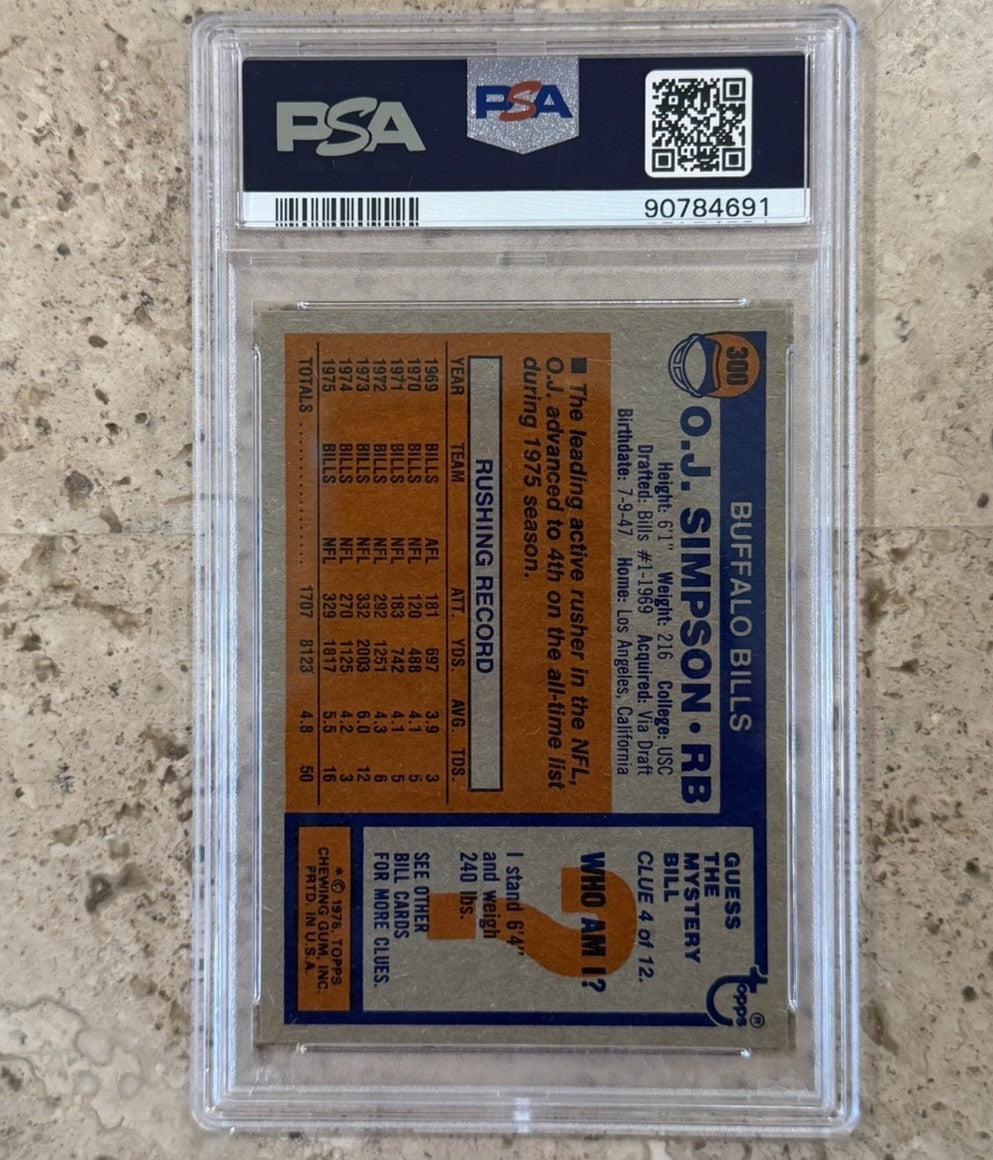 1976 Topps #300 OJ Simpson PSA 7 NM Buffalo Bills HOF Vintage Football Card