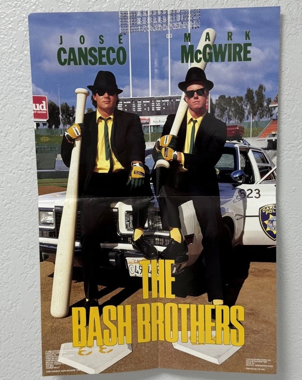 1988 Bash Brothers Canseco McGwire Costacos Brothers Poster 24x36 Oakland A’s