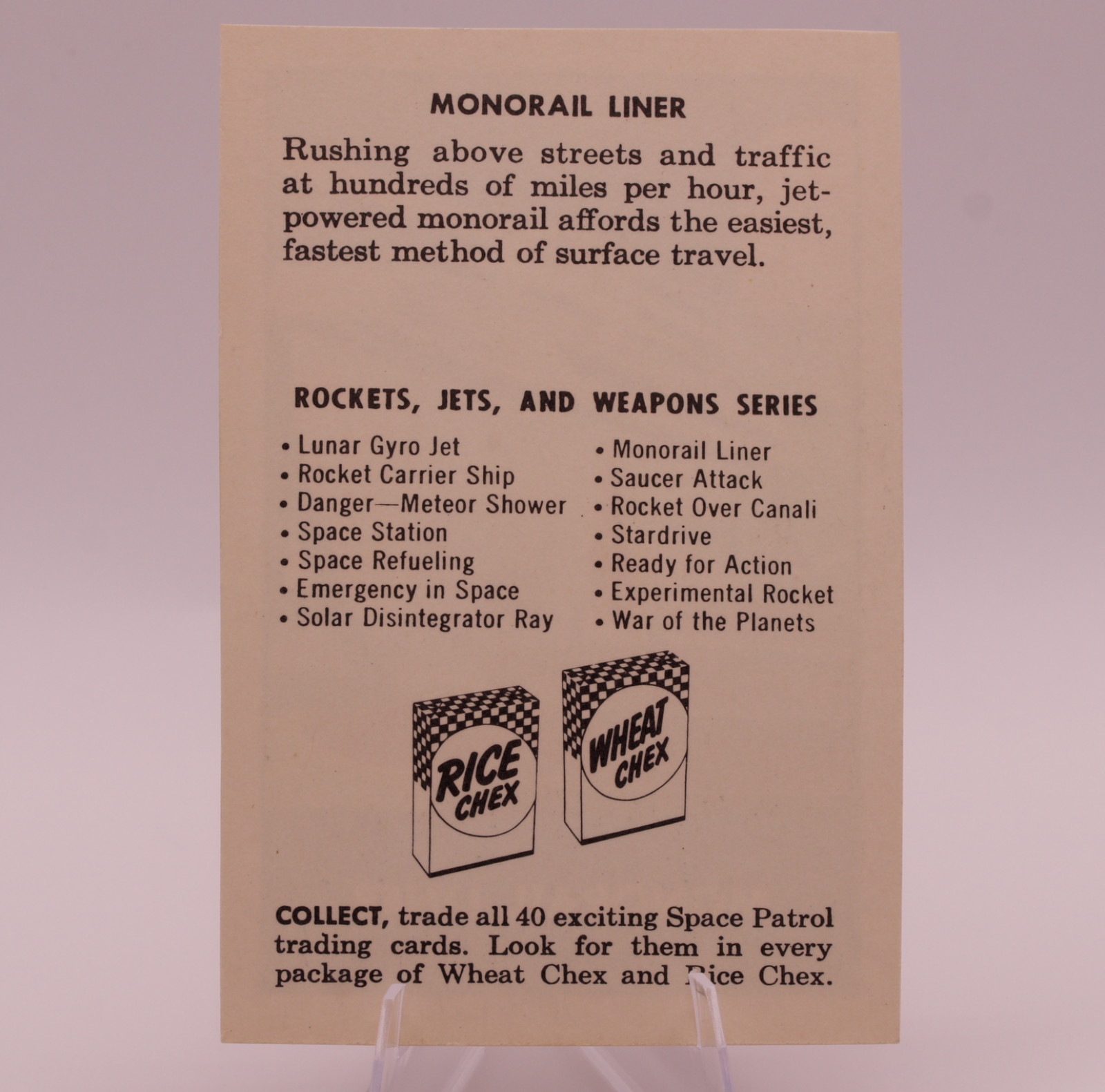 1953 Ralston Purina Space Patrol Monorail Liner F280-3 Chex Cereal Card Sci-Fi