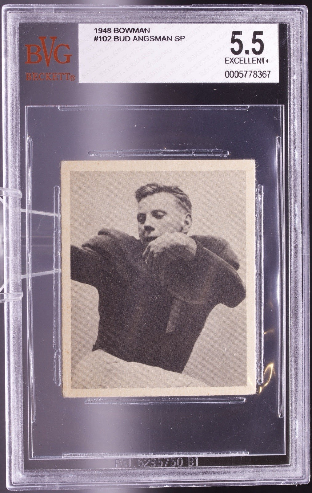 1948 Bowman Football #102 Bud Angsman SP Short Print RC BVG 5.5 EX+ Cardinals