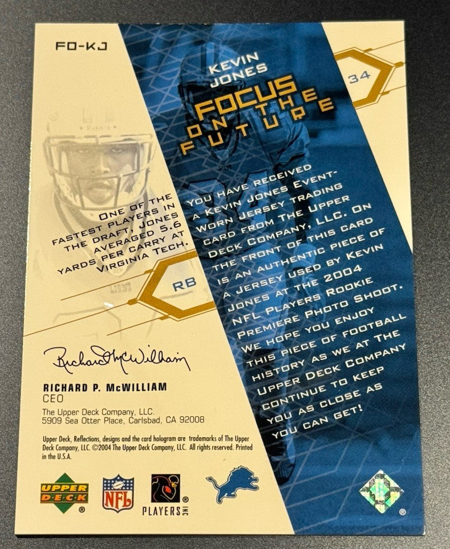 2004 Reflections Kevin Jones Jersey Relic • Detroit Lions ROOKIE • Upper Deck