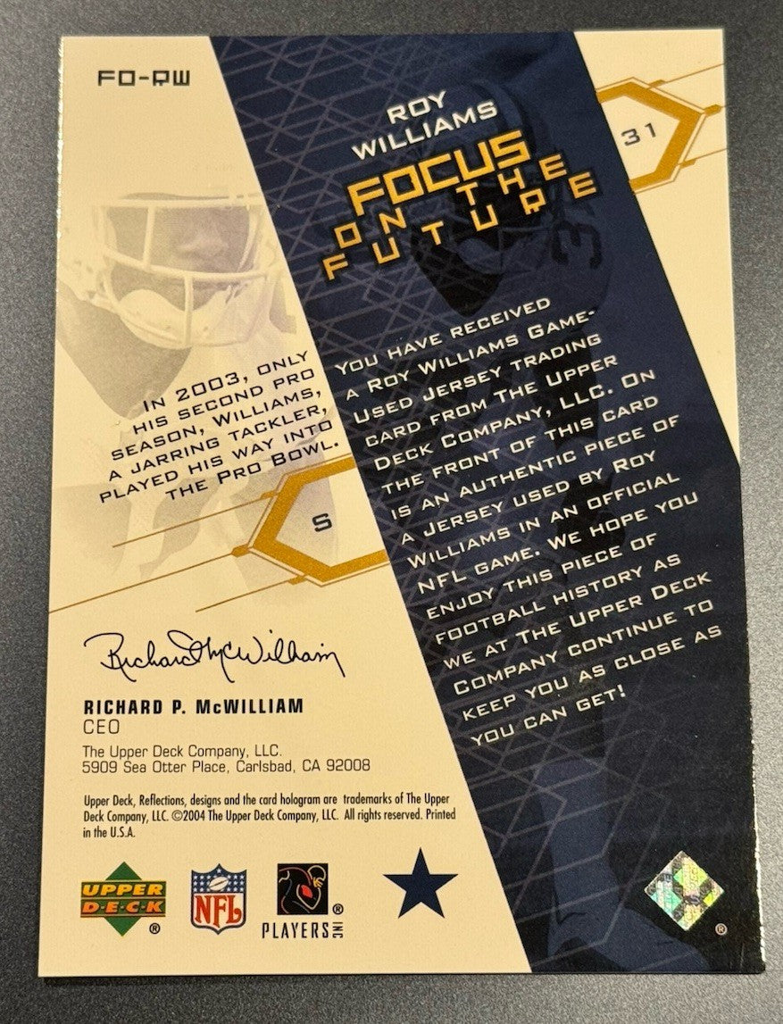 2004 UD Reflections Roy Williams Cowboys • Focus on the Future • Jersey Card