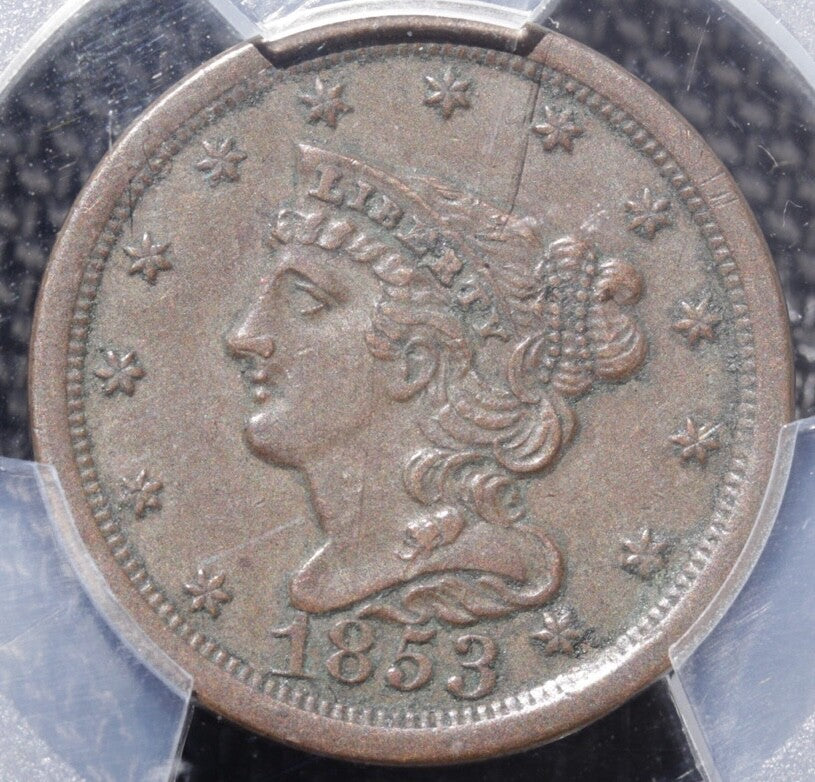 1853 Braided Hair Half Cent PCGS Genuine XF Details • Sharp LIBERTY & Bold Date