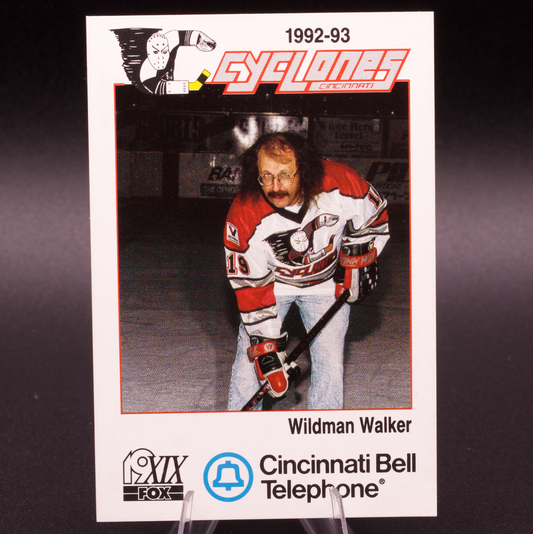 1992-93 Cincinnati Cyclones IHL Wildman Walker WEBN PA Announcer Hockey Card