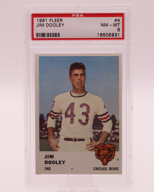 1961 Fleer #4 Jim Dooley PSA 8 NM-MT Chicago Bears End Miami Hurricanes Card