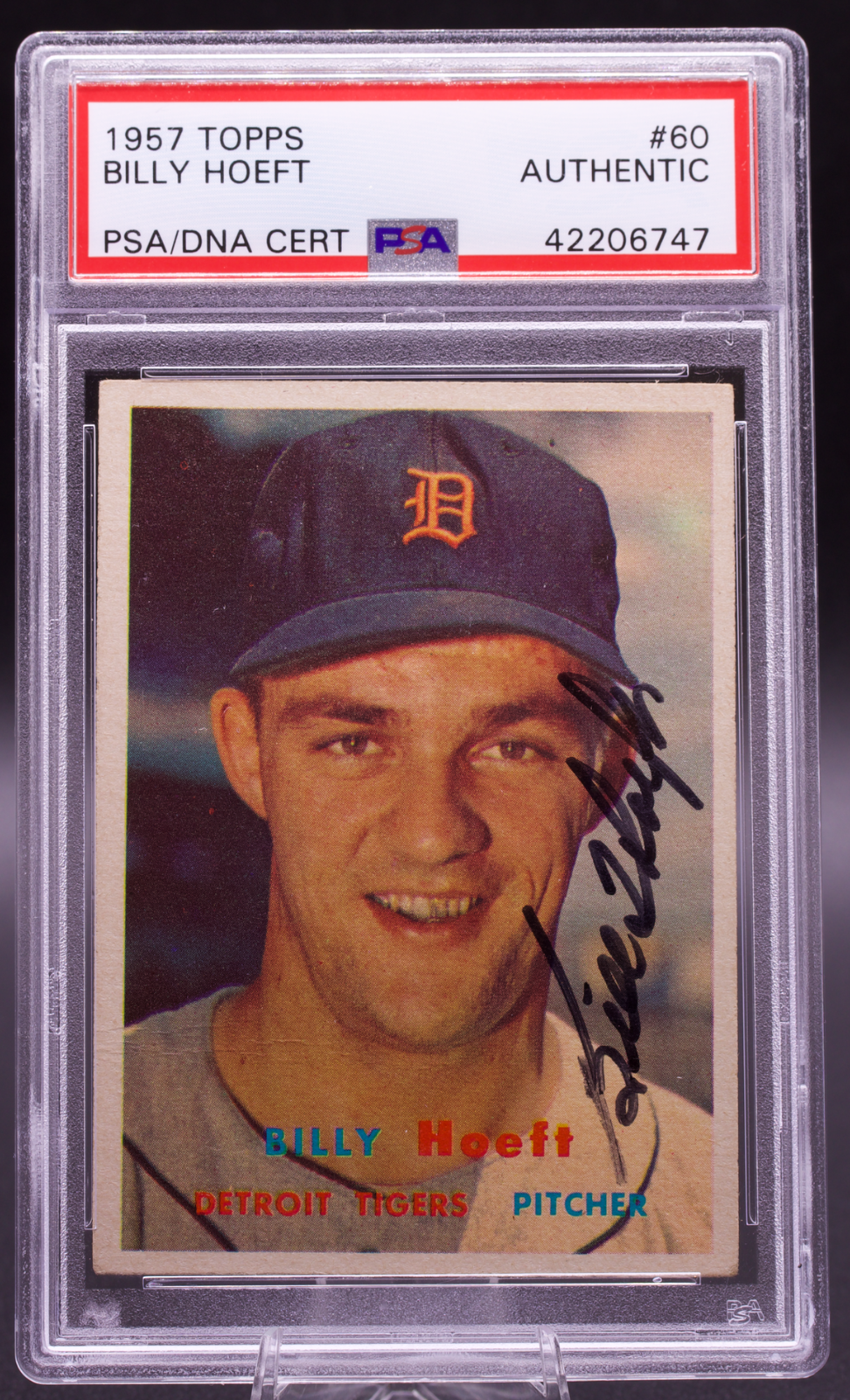 1957 Topps Billy Hoeft #60 PSA Authentic Auto Signed Detroit Tigers Vintage