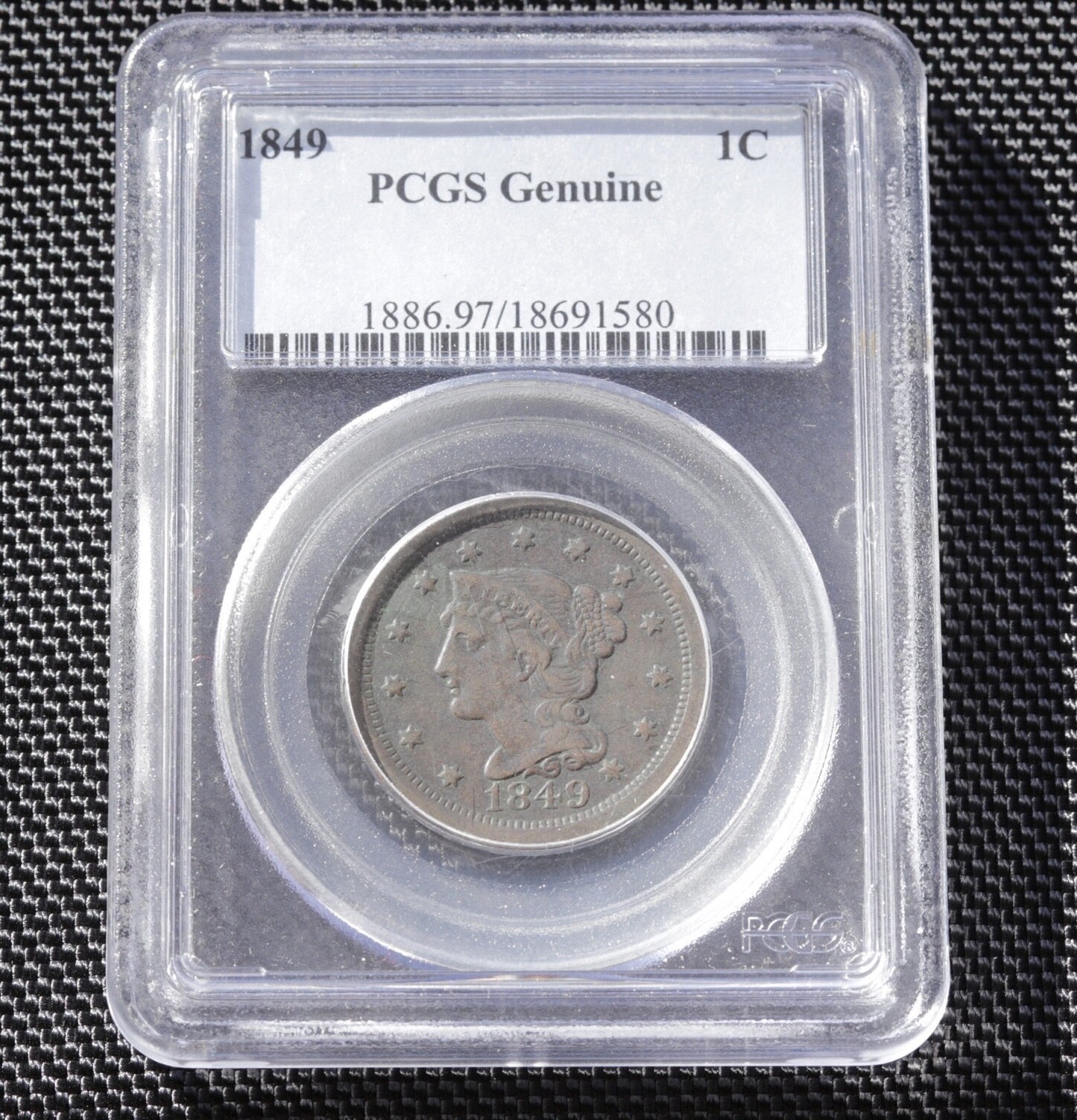 1849 Braided Hair Large Cent PCGS Genuine Early US Large Copper Penny Coin