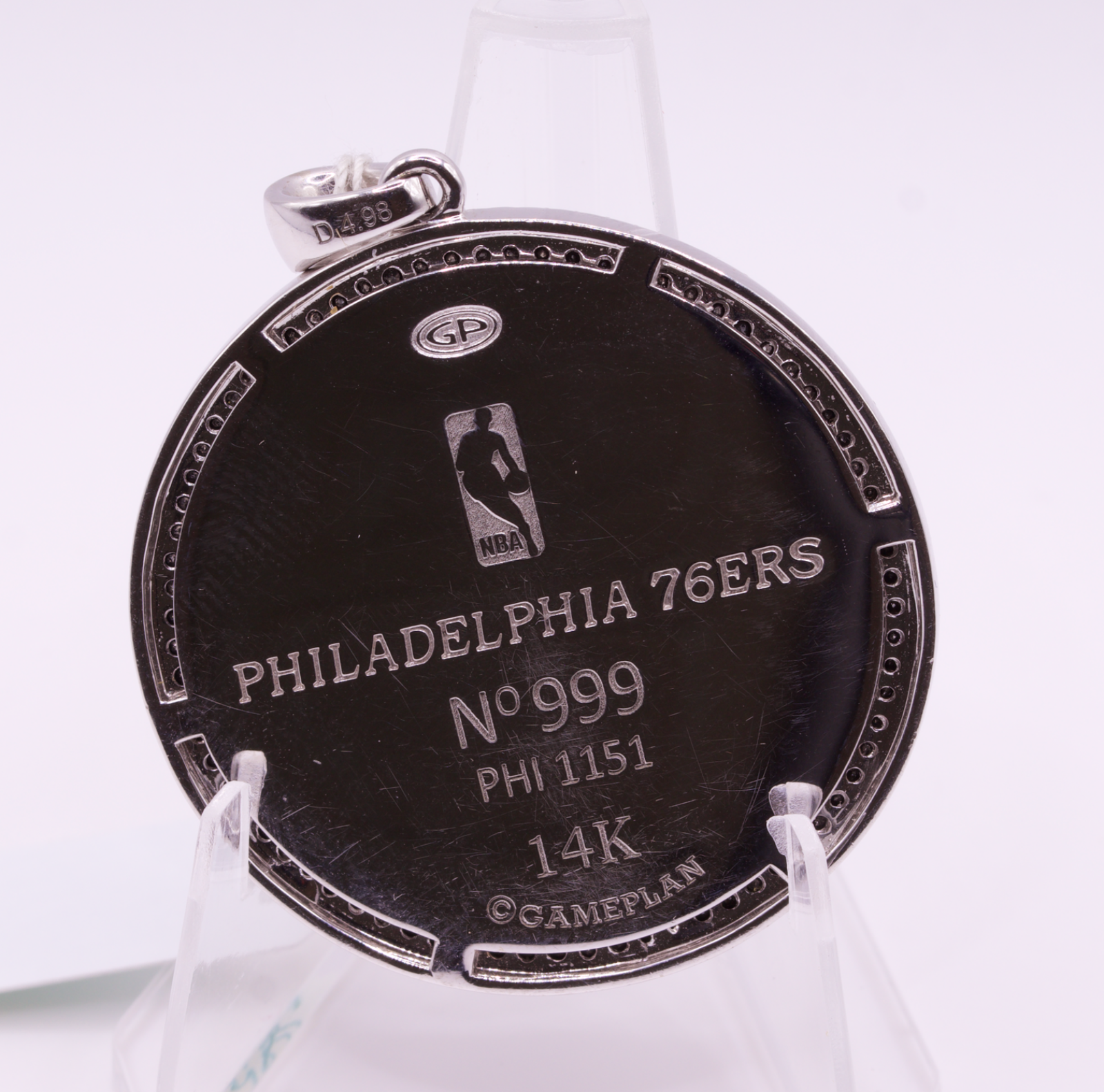 Philadelphia 76ers Gameplan NBA Pendant 14K White Gold 4.98 ctw