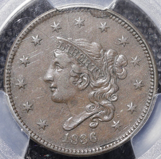 1836 Coronet Head Large Cent PCGS XF40 Choice Chocolate Tones • N-6 R-2 Variety