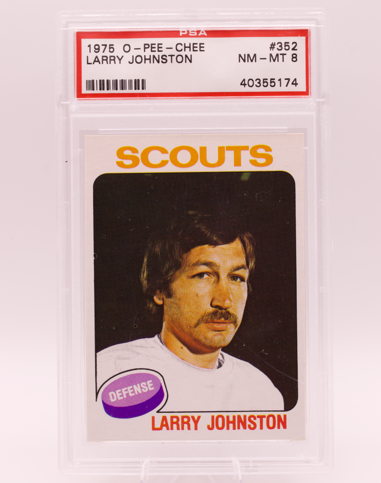 1975 O-Pee-Chee #352 Larry Johnston PSA 8 NM-MT Kansas City Scouts Hockey