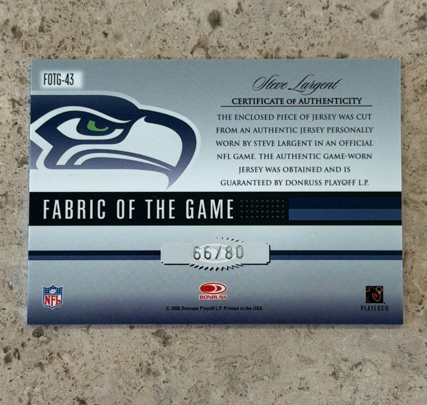 2006 Leaf Certified Materials Steve Largent Fabric of the Game Jersey Auto /80