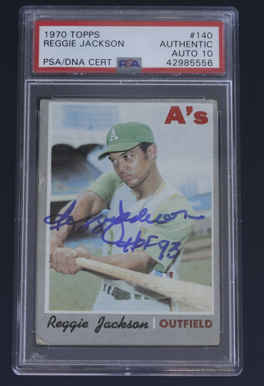 Signed 1970 Topps Reggie Jackson #140 PSA Authentic PSA/DNA Auto 10 A’s HOF 93