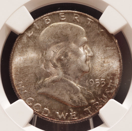 1953-D Franklin Half Dollar MS66 FBL NGC • Full Bell Lines • Lustrous Patina