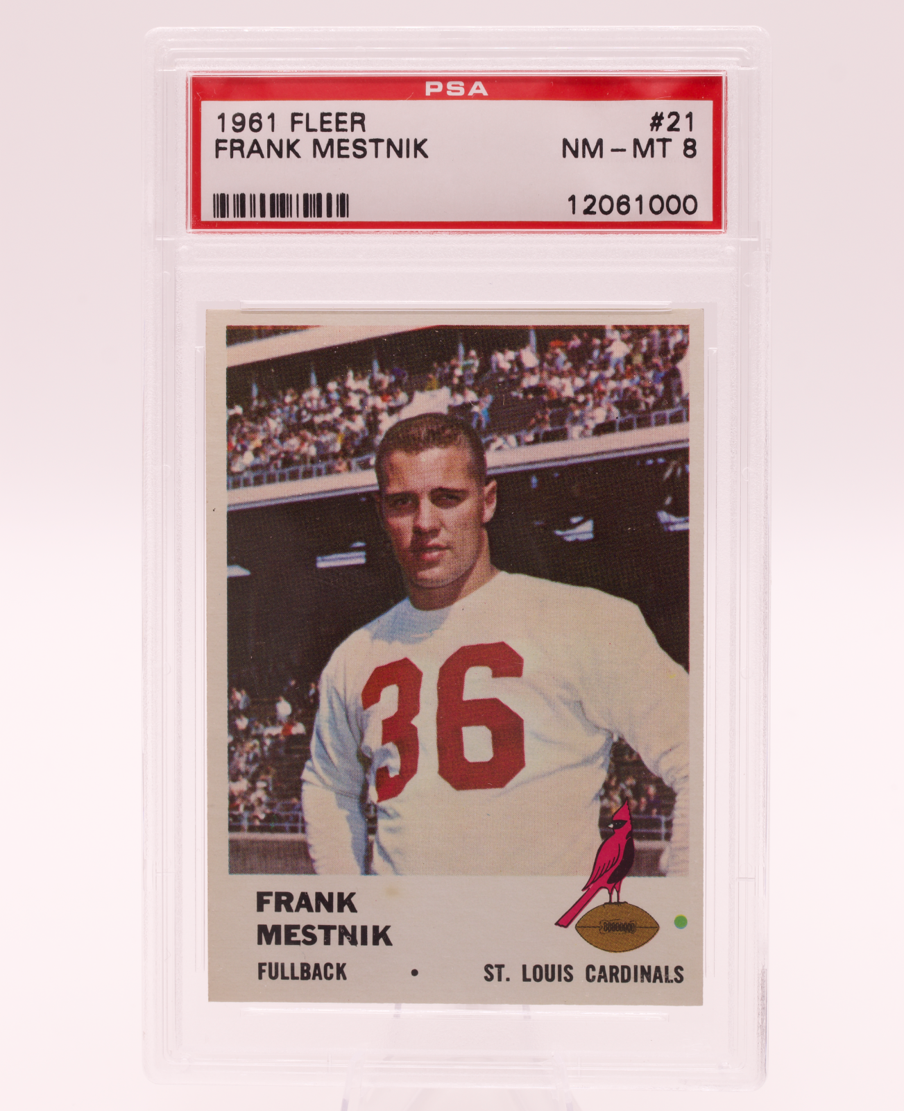 1961 Fleer #21 Frank Mestnik RC Rookie PSA 8 NM-MT St Louis Cardinals Marquette