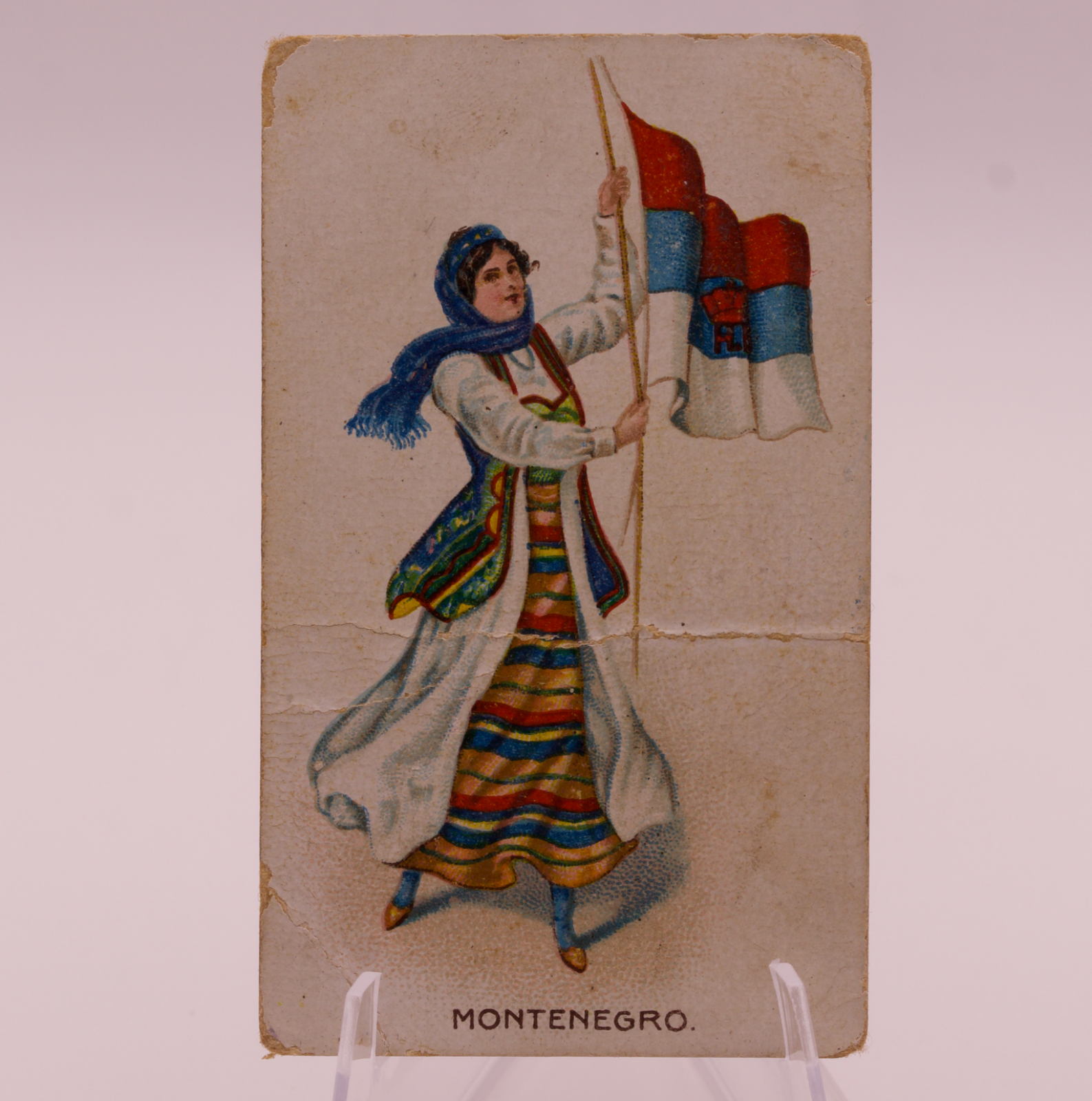 1908 Wills Flag Girls of All Nations #19 MONTENEGRO Capstan Navy Cut Tobacco Car