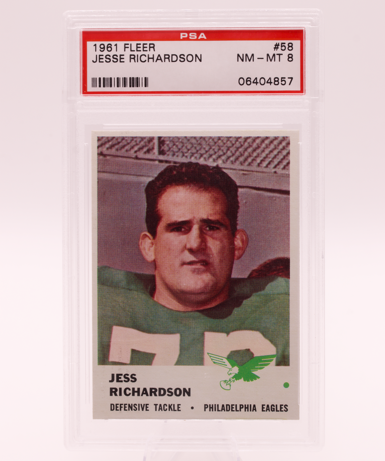 1961 Fleer #58 Jess Richardson PSA 8 NM-MT Philadelphia Eagles Football