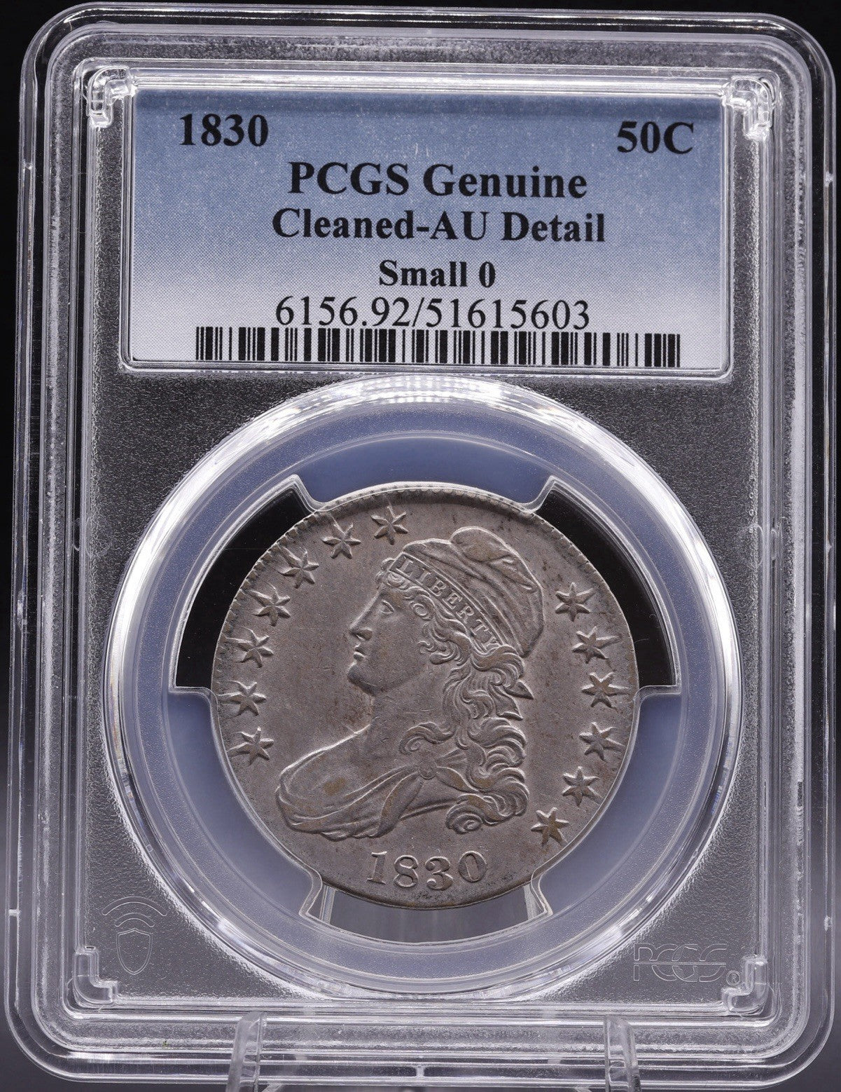 1830 Capped Bust Half Dollar Small 0 O-105 High R4 AU Details PCGS Cleaned 50C