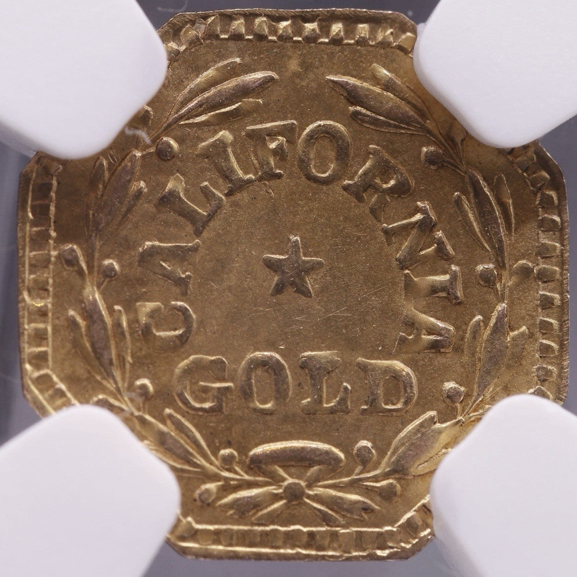 1857 Cal Gold Token Octagonal NGC MS66 Indian Wreath Territorial Gem - Top Pop!